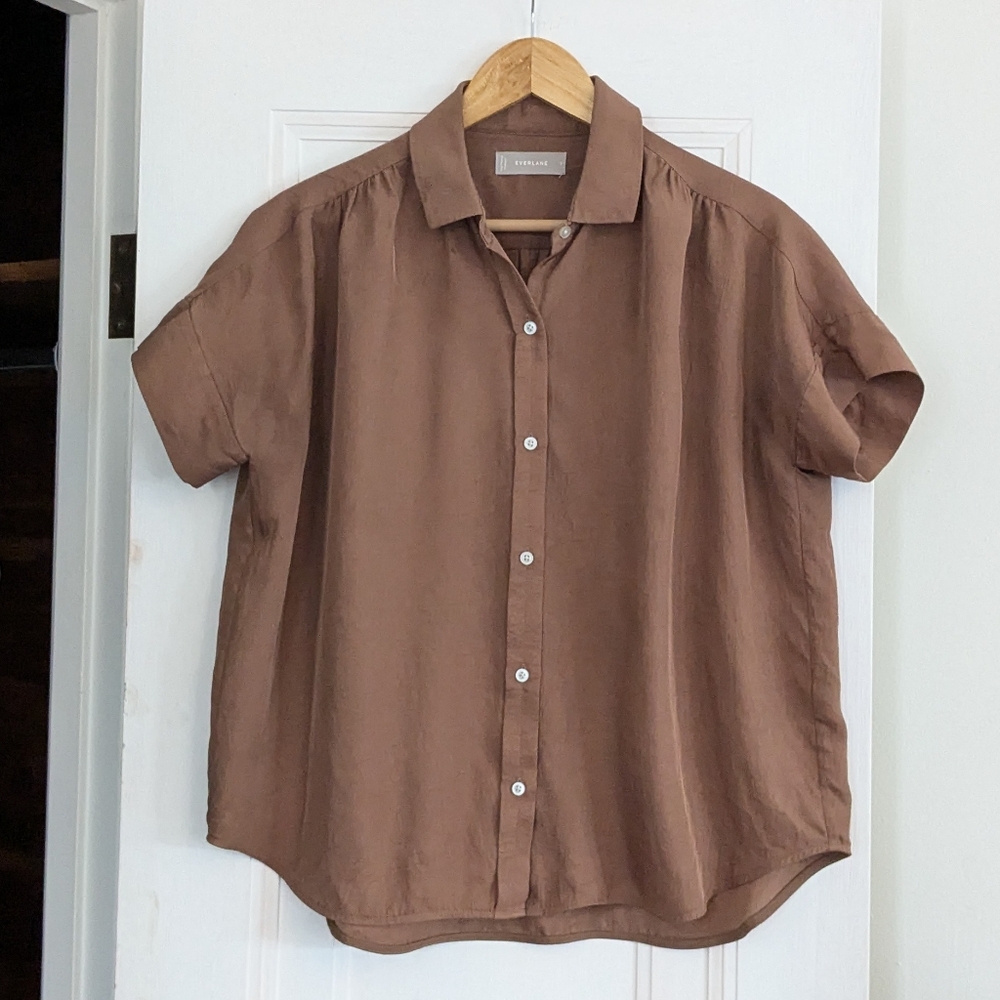 Everlane Japanese GoWeave Light Square Shirt Cocoa Brown Size 2